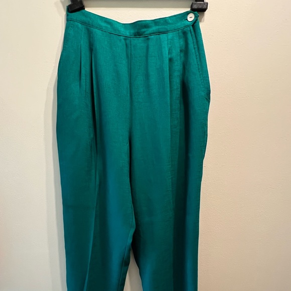 Vintage emerald green flowy trousers - Picture 3 of 6